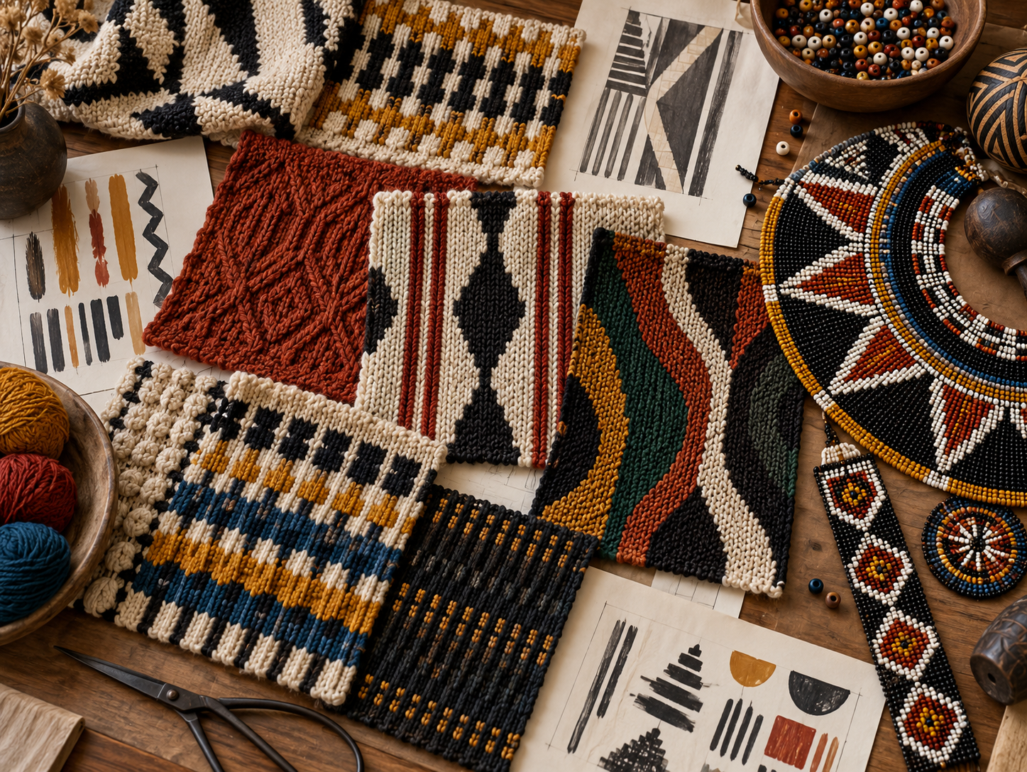 African textile artistry and a Paris runway in an original editorial illustration
