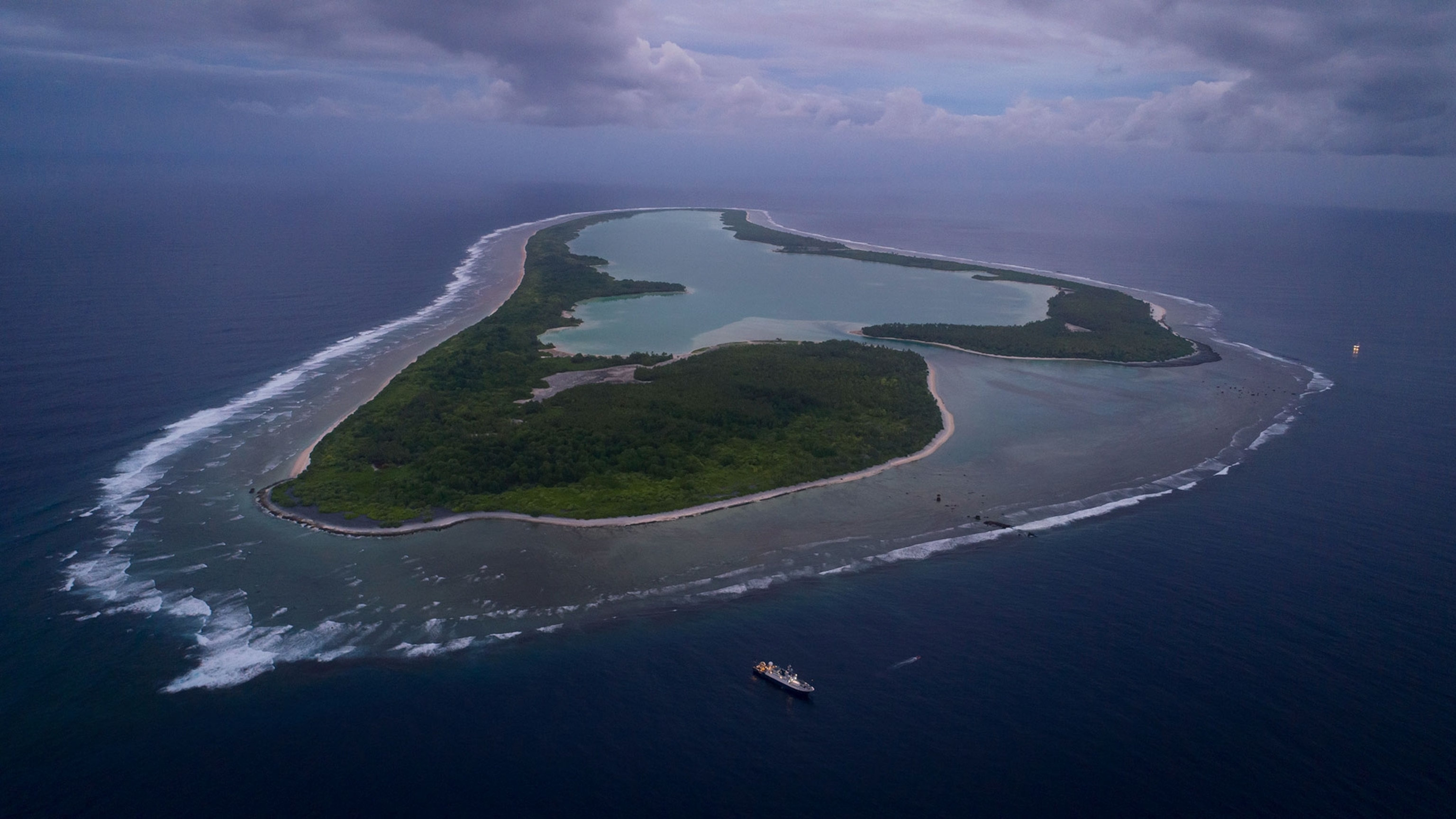 Aerial view of Nikumaroro atoll, the remote island at the centre of a continuing Earhart search