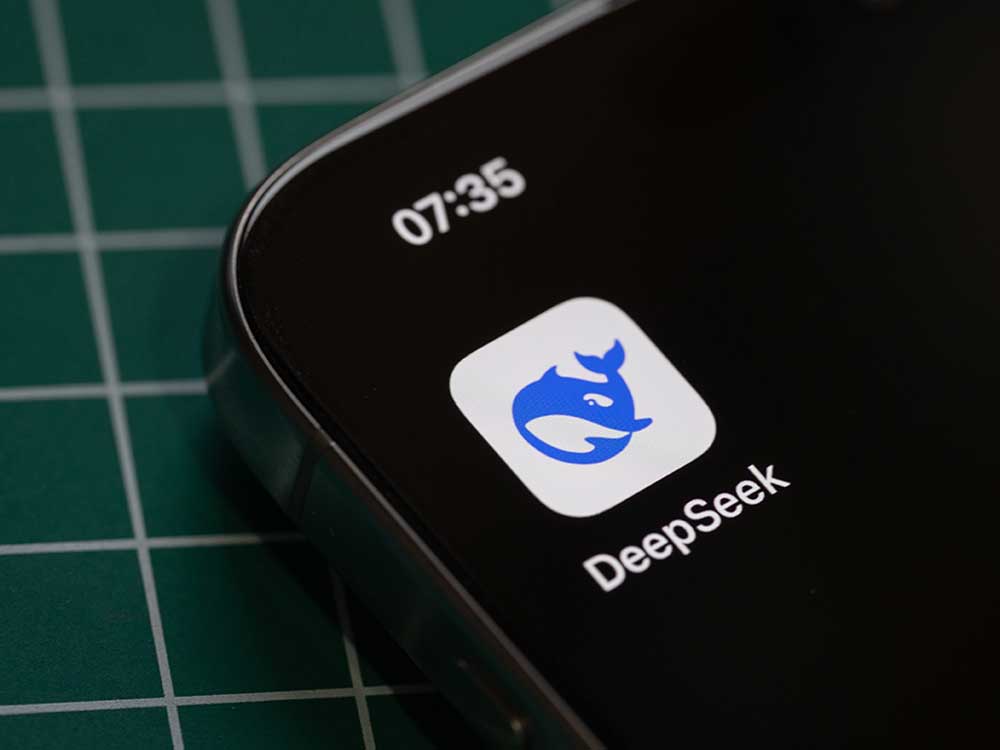 A smartphone displaying the DeepSeek artificial intelligence app, in an archival image