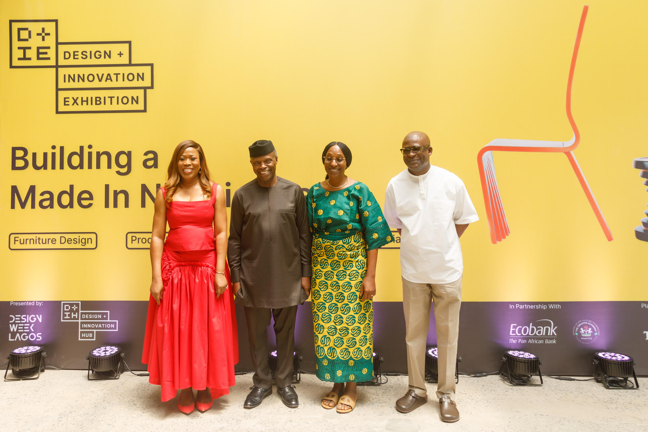 Former Vice President Yemi Osinbajo and visitors at a Design and Innovation Exhibition in Lagos in 2025