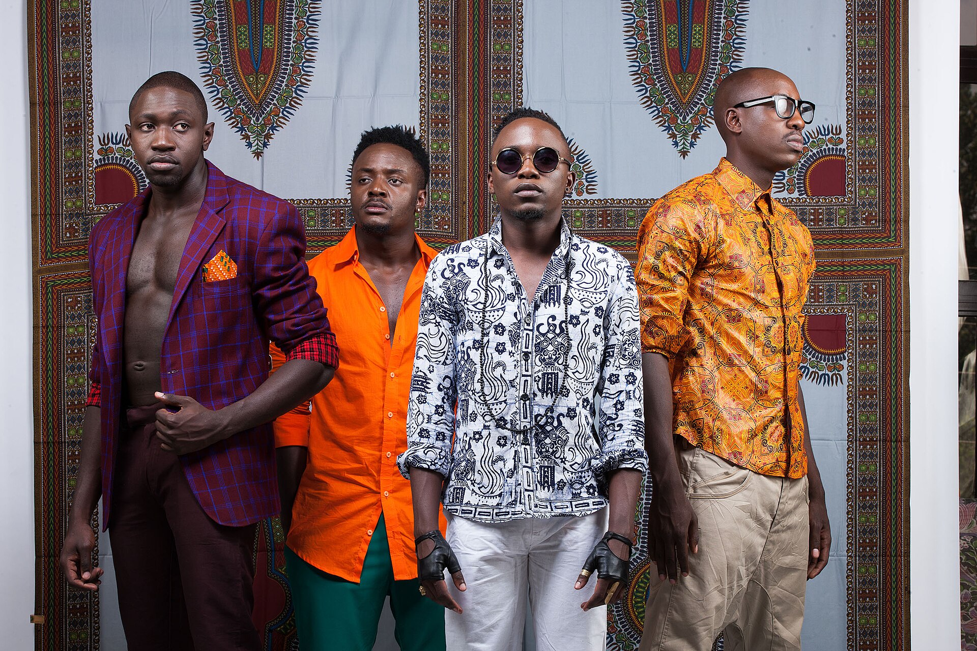 Sauti Sol archive photograph Kenyan band Sauti Sol in a group portrait