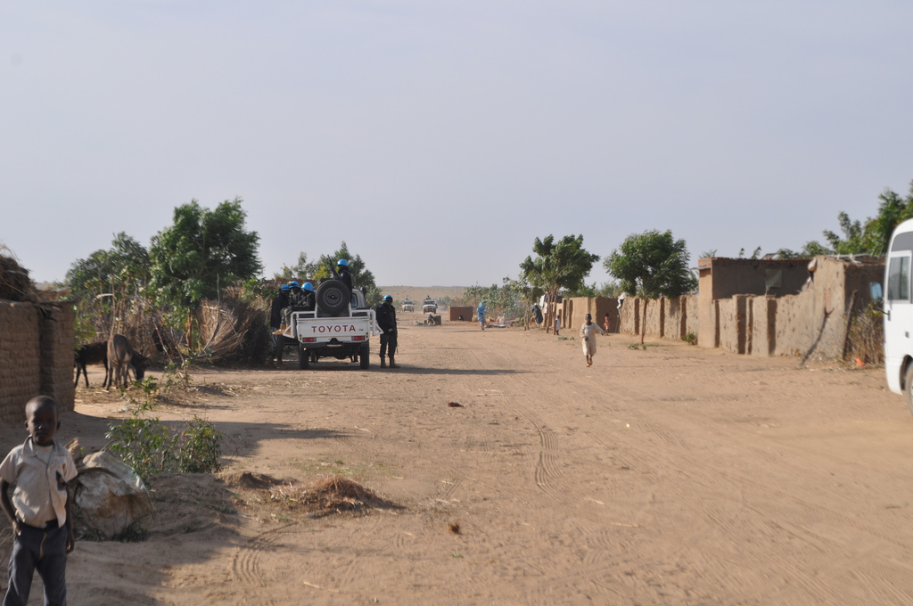 Path through a displaced-people camp in El Geneina, West Darfur, photographed in 2009