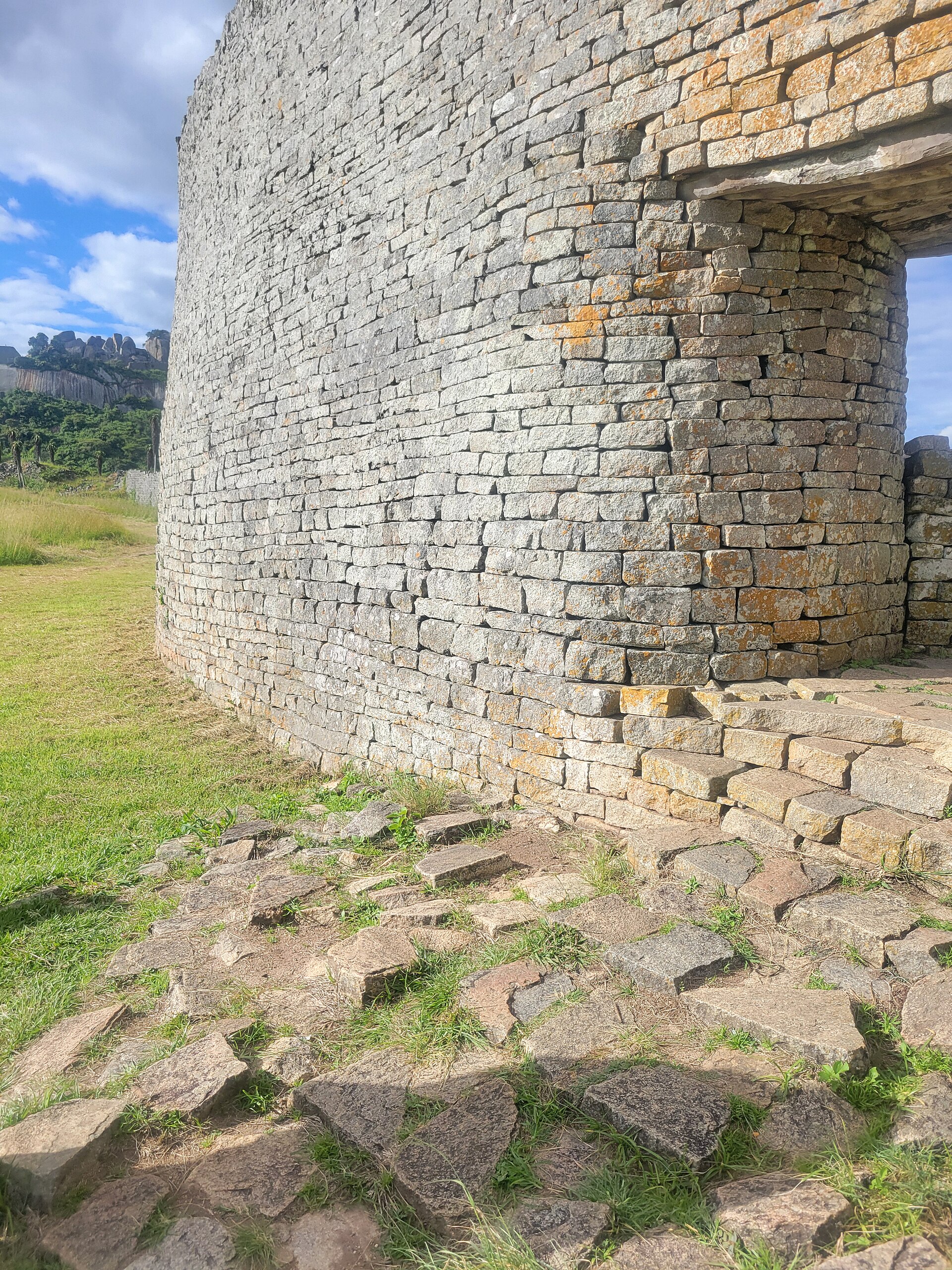 Stone walls and ruins at Great Zimbabwe, the heritage site that inspired Atipa Busuman’s Mrs Universe costume.